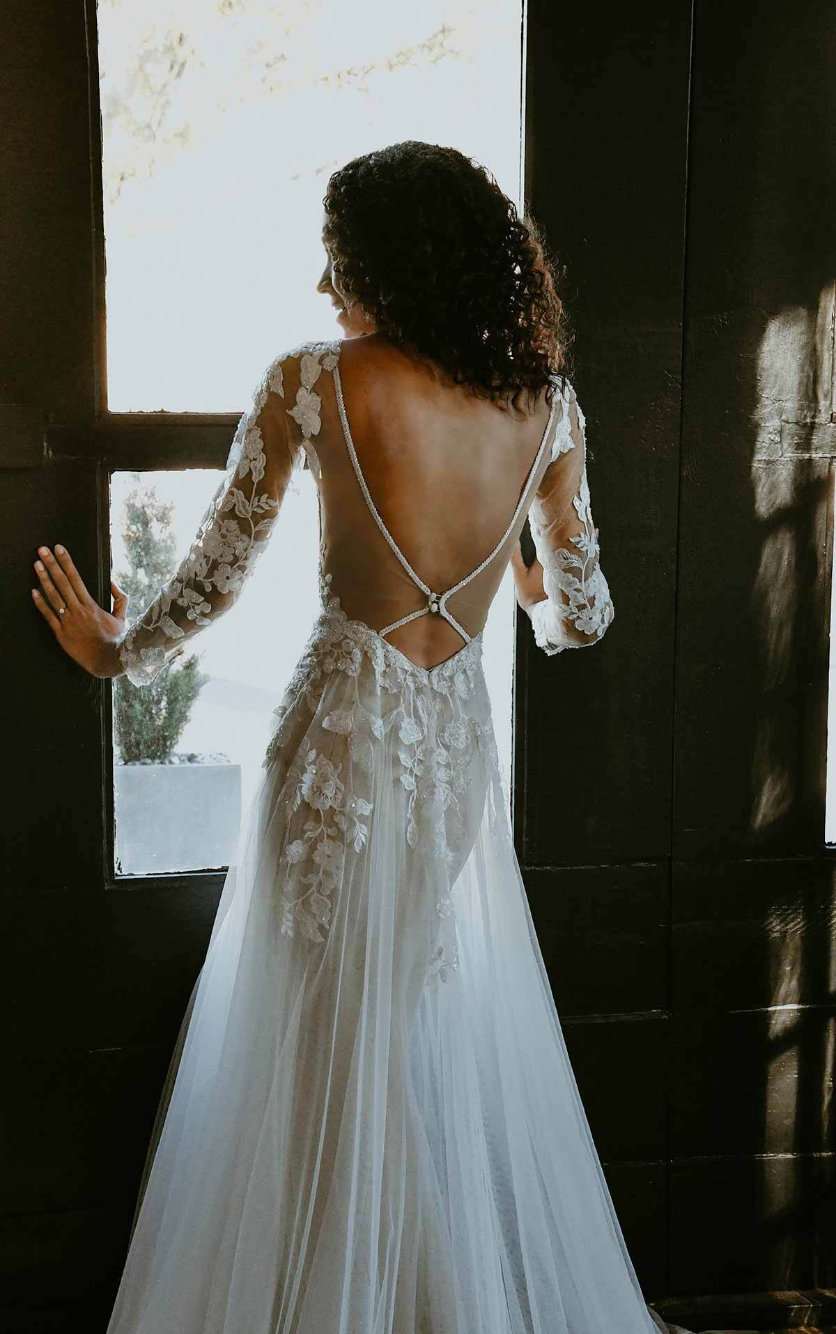 Long-Sleeved Wedding Dress with Open-Back by Stella York. Mobile Image